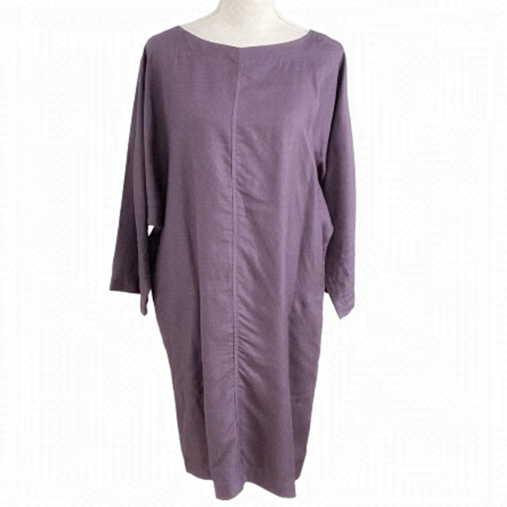 ARITZIA WILFRED DELPHINE PURPLE 3/4 SLEEVE OVERSIZED TUNIC SHIFT DRESS - S